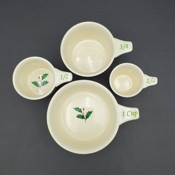 Lenox Holiday Measuring Cups Holly Berry Holly Berries Baking Cups - Picture 4 of 12